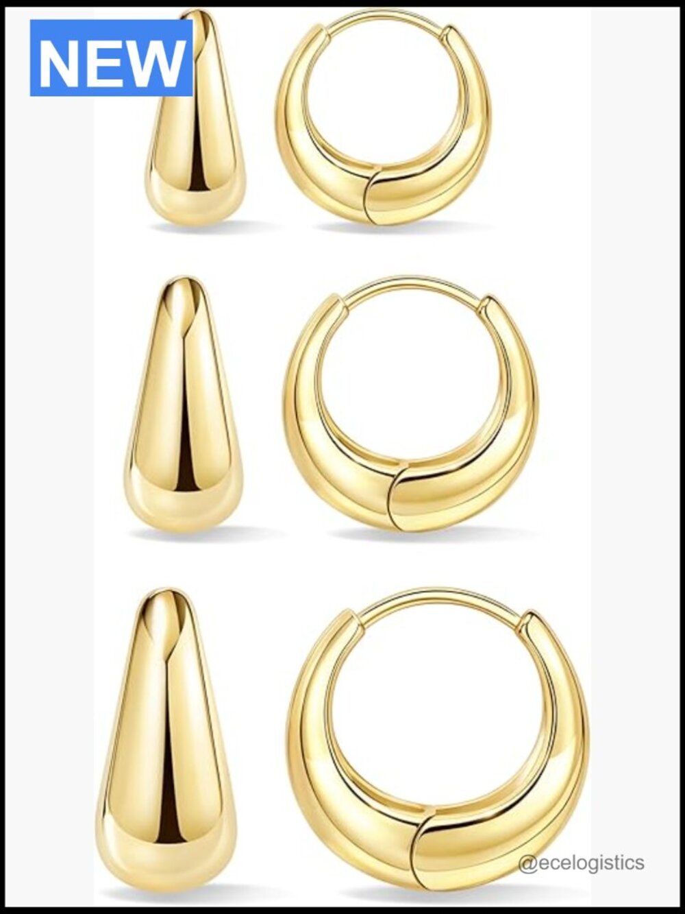 Sterling Silver Huggie Hoop Earrings Set 6 Hoops for Multiple Piercings